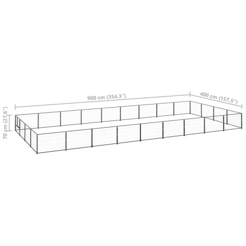  Kojec dla psa, czarny, 36 m², stalowy