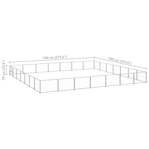  Kojec dla psa, srebrny, 49 m², stalowy