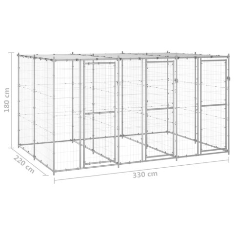  Kojec dla psa, z zadaszeniem, stal galwanizowana, 7,26 m²