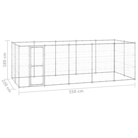  Kojec zewnętrzny dla psa, stal galwanizowana, 12,1 m²