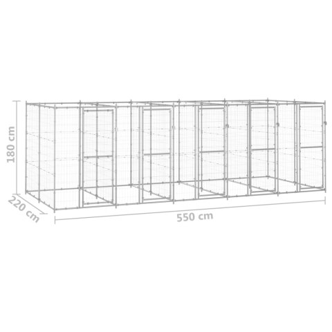  Kojec zewnętrzny dla psa, stal galwanizowana, 12,1 m²