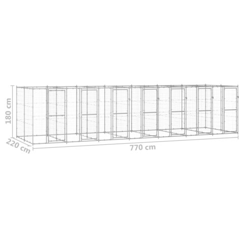  Kojec zewnętrzny dla psa, stal galwanizowana, 16,94 m²