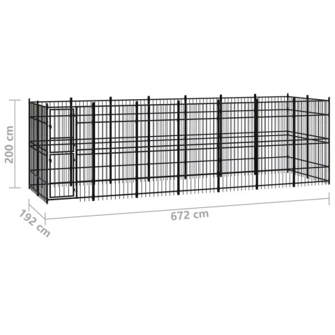  Kojec zewnętrzny dla psa, stalowy, 12,9 m²