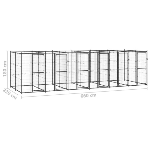  Kojec zewnętrzny dla psa, stalowy, 14,52 m²