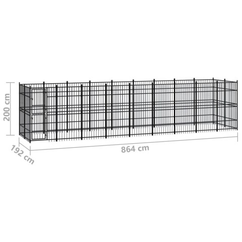  Kojec zewnętrzny dla psa, stalowy, 16,59 m²