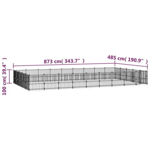  Kojec zewnętrzny dla psa, stalowy, 42,34 m²