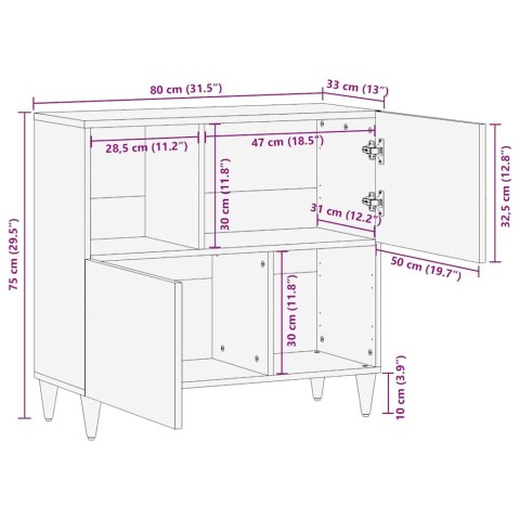  Komoda 80x33x75 cm Drewno lite Mango