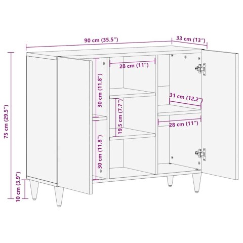  Komoda 90x33x75 cm Drewno lite Mango