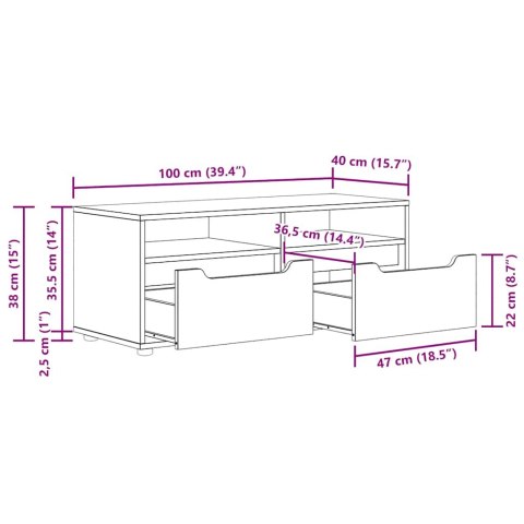  Szafka RTV "VISNES" Dąb Sonoma 100x40x38 cm Drewno klejone