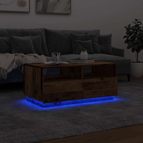  Stolik kawowy z oświetleniem LED, stare drewno, 90x49x40 cm