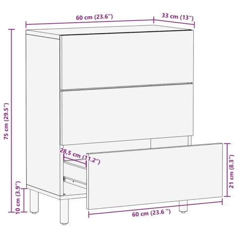  Komoda Brązowa 60x33x75 cm Drewno lite Mango