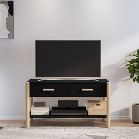  Szafka pod TV, czarna, 82x38x45 cm, materiał drewnopochodny