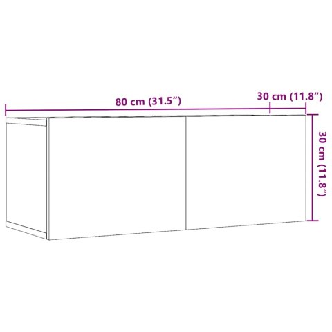  Ścienne szafki TV, 2 szt., stare drewno, 80x30x30 cm