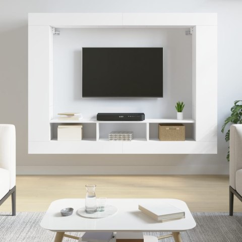  Szafka pod TV, biała, 152x22x113 cm, materiał drewnopochodny