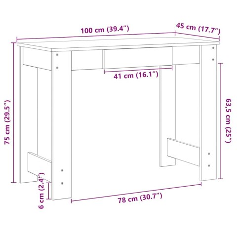  Biurko, stare drewno, 100x45x75 cm, materiał drewnopochodny