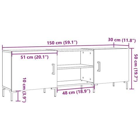  Szafka TV, stare drewno, 150x30x50 cm, materiał drewnopochodny