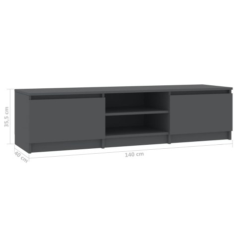  Szafka pod TV, szara, 140x40x35,5 cm, materiał drewnopochodny