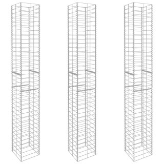 Kosze gabionowe, 3 szt., galwanizowana stal, 25x25x197 cm