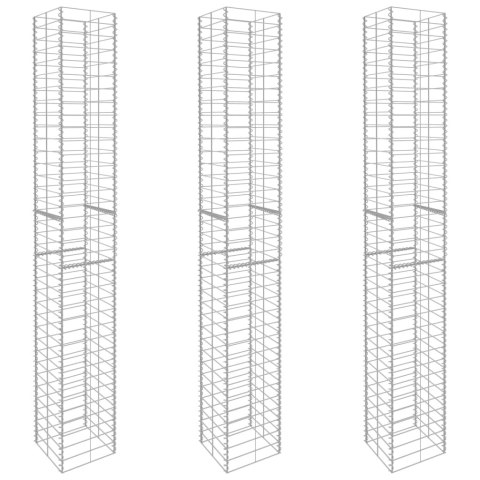 Kosze gabionowe, 3 szt., galwanizowana stal, 25x25x197 cm