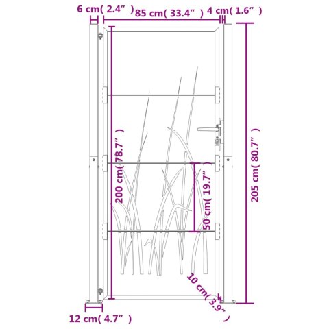  Furtka ogrodowa, antracytowa, 105x205 cm, stal, motyw trawy