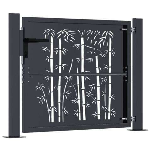  Furtka ogrodowa, antracytowa, 105x80 cm, stal, motyw bambusa