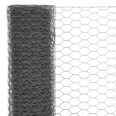  Ogrodzenie z siatki, stal i PVC, 25x1,2 m, szare