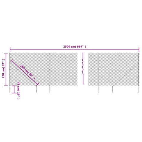  Ogrodzenie z siatki, z kotwami, zielone, 2,2x25 m