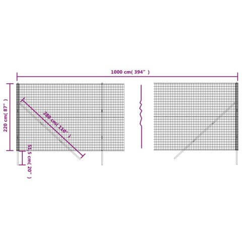  Ogrodzenie ze zgrzewanej siatki, zielone, 2,2x10 m