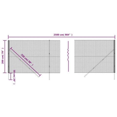  Ogrodzenie ze zgrzewanej siatki, zielone, 2x25 m