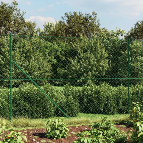  Ogrodzenie z siatki, ze stopami słupków, zielone, 2x10 m