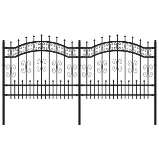  Ogrodzenie z grotami, czarne, 140 cm, malowana proszkowo stal
