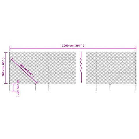  Ogrodzenie z siatki, z kotwami, zielone, 1,6x10 m