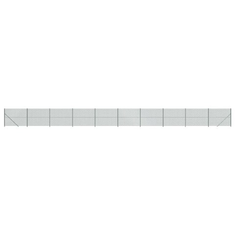  Ogrodzenie z siatki, ze stopami słupków, zielone, 1,4x25 m