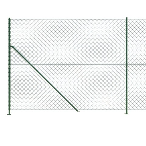  Ogrodzenie z siatki, ze stopami słupków, zielone, 1,4x25 m