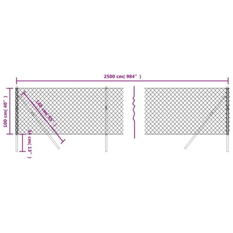  Ogrodzenie z siatki, zielone, 1x25 m