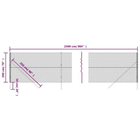  Ogrodzenie z siatki, zielone, 2x25 m