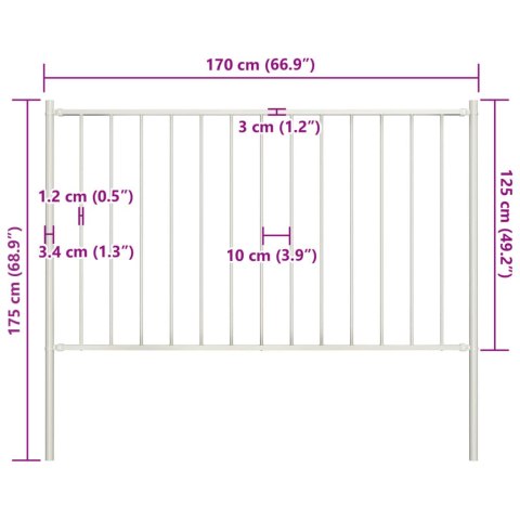  Panel ogrodzeniowy ze słupkami, kryta proszkowo stal, 1,7x1,25m