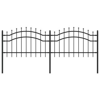  Ogrodzenie z grotami, czarne, 115 cm, malowana proszkowo stal