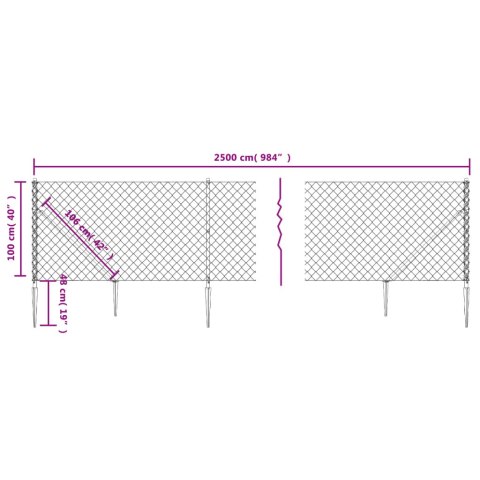  Ogrodzenie z siatki, z kotwami, zielone, 1x25 m