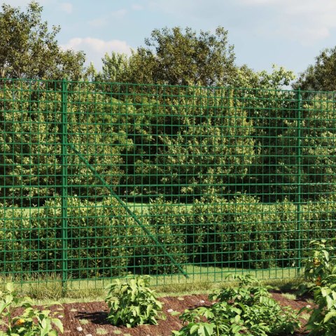  Ogrodzenie z siatki, ze stopami słupków, zielone, 1,6x10 m