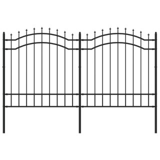  Ogrodzenie z grotami, czarne, 165 cm, malowana proszkowo stal