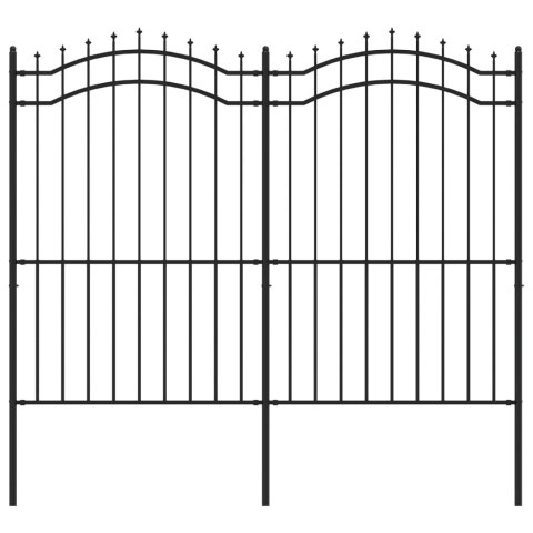  Ogrodzenie z grotami, czarne, 222 cm, malowana proszkowo stal