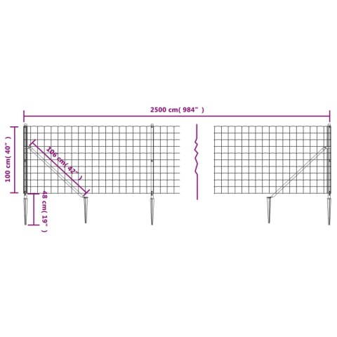  Ogrodzenie z siatki, z kotwami, antracytowe, 1x25 m