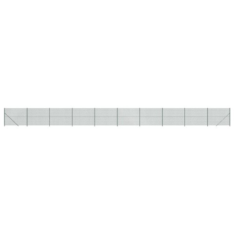  Ogrodzenie z siatki, ze stopami słupków, zielone, 1,6x25 m