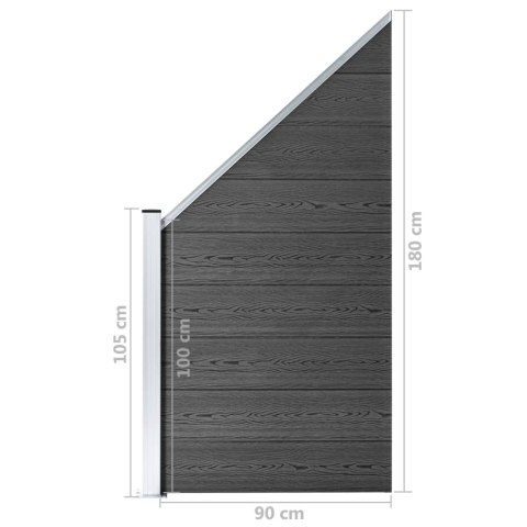  Zestaw ogrodzeniowy z WPC, 1138 x (105-186) cm, czarny