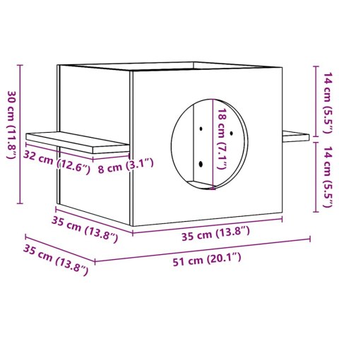  Domek dla kota, 51x35x30 cm, lite drewno sosnowe