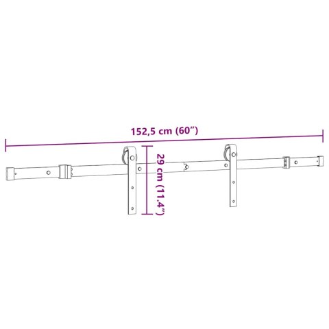  System do montażu drzwi przesuwnych, 152,5 cm, stal, czarny