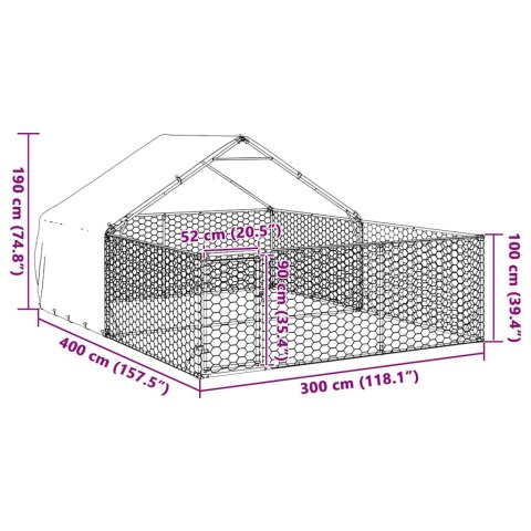  Zewnętrzna buda dla psa z wybiegiem 4x3x1,9 m Stal ocynkowana