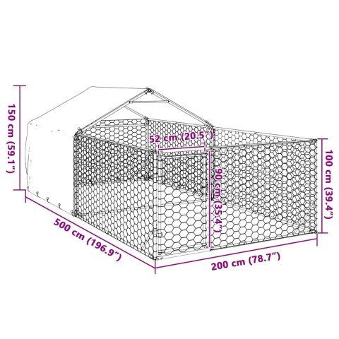  Zewnętrzna buda dla psa z wybiegiem 5x2x1,5 m Stal ocynkowana