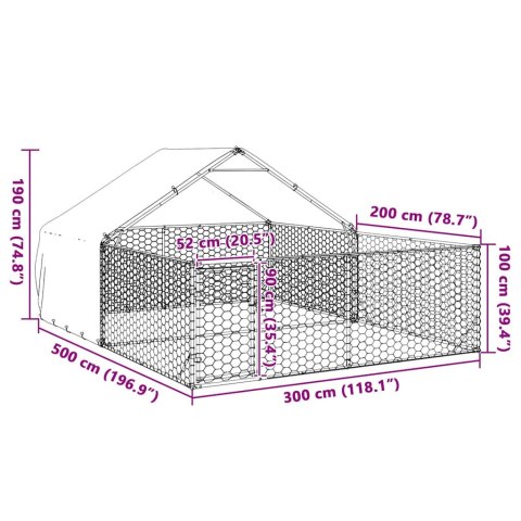  Zewnętrzna buda dla psa z wybiegiem 5x3x1,9 m Stal ocynkowana